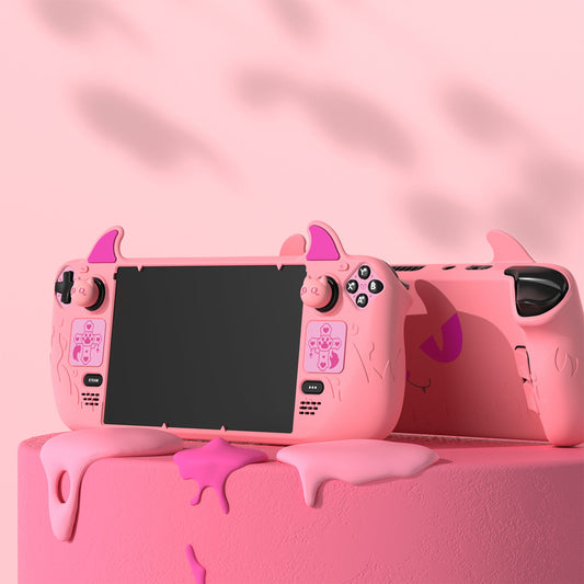 PlayVital Cute Demon Protective Case with Thumb Grips Caps for Steam Deck LCD & OLED - Pink PlayVital