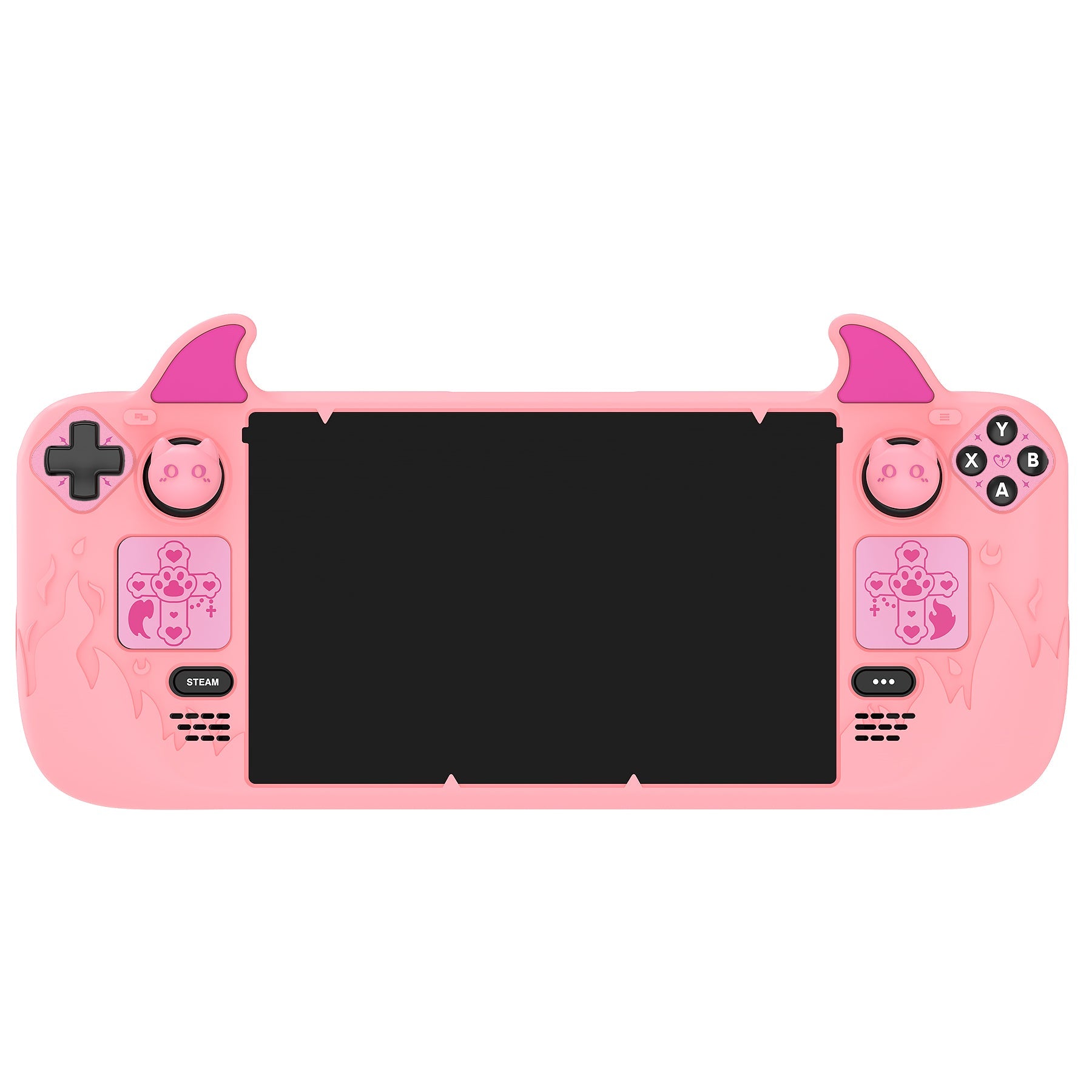 PlayVital Cute Demon Protective Case with Thumb Grips Caps for Steam Deck LCD & OLED - Pink PlayVital