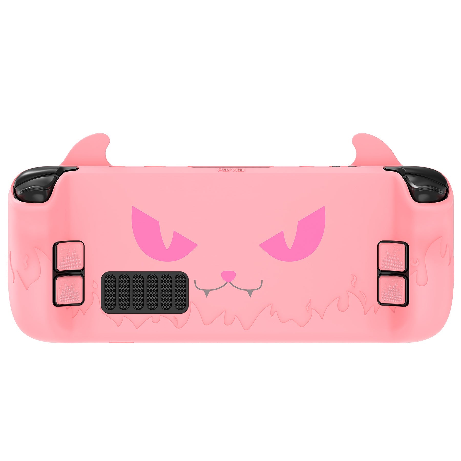 PlayVital Cute Demon Protective Case with Thumb Grips Caps for Steam Deck LCD & OLED - Pink PlayVital