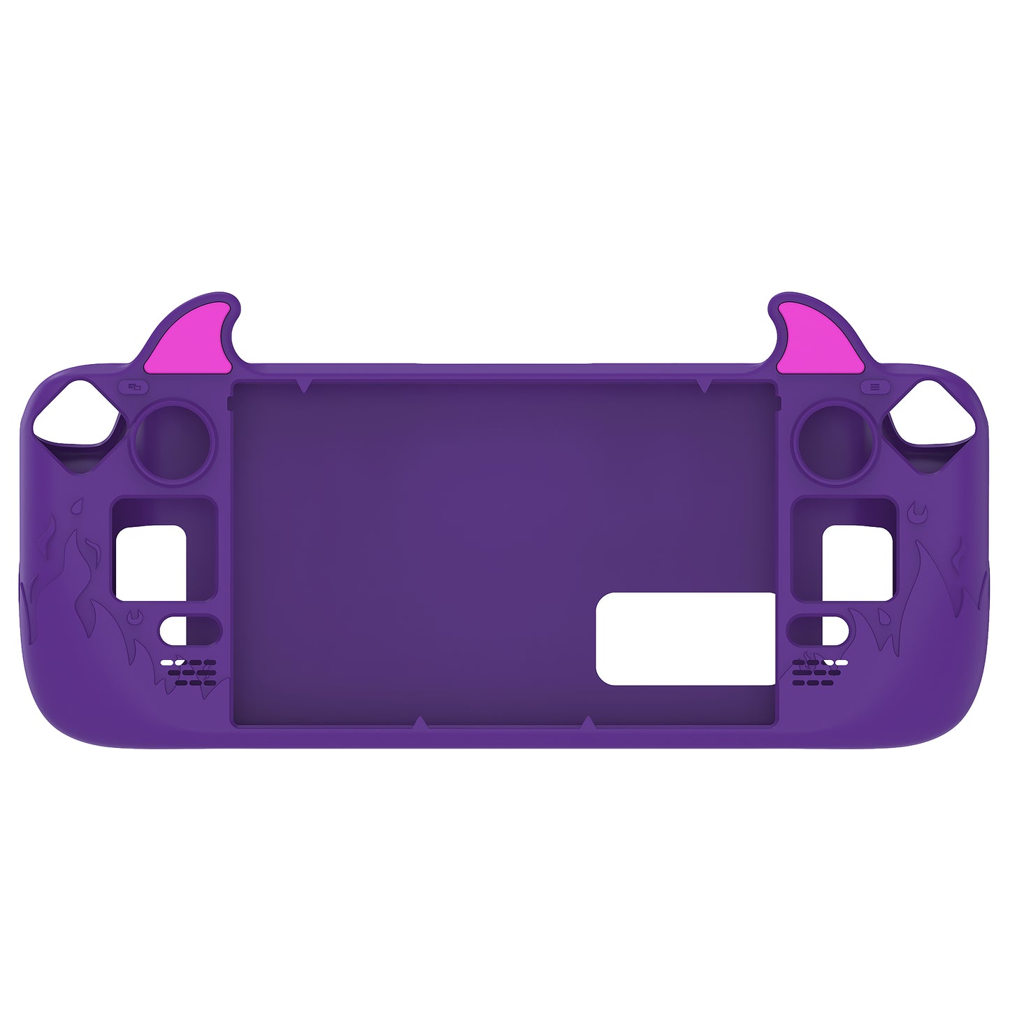 PlayVital Cute Demon Protective Case with Thumb Grip Caps & Trackpads Stickers & Back Button Enhancement Set for Steam Deck LCD & OLED - Purple