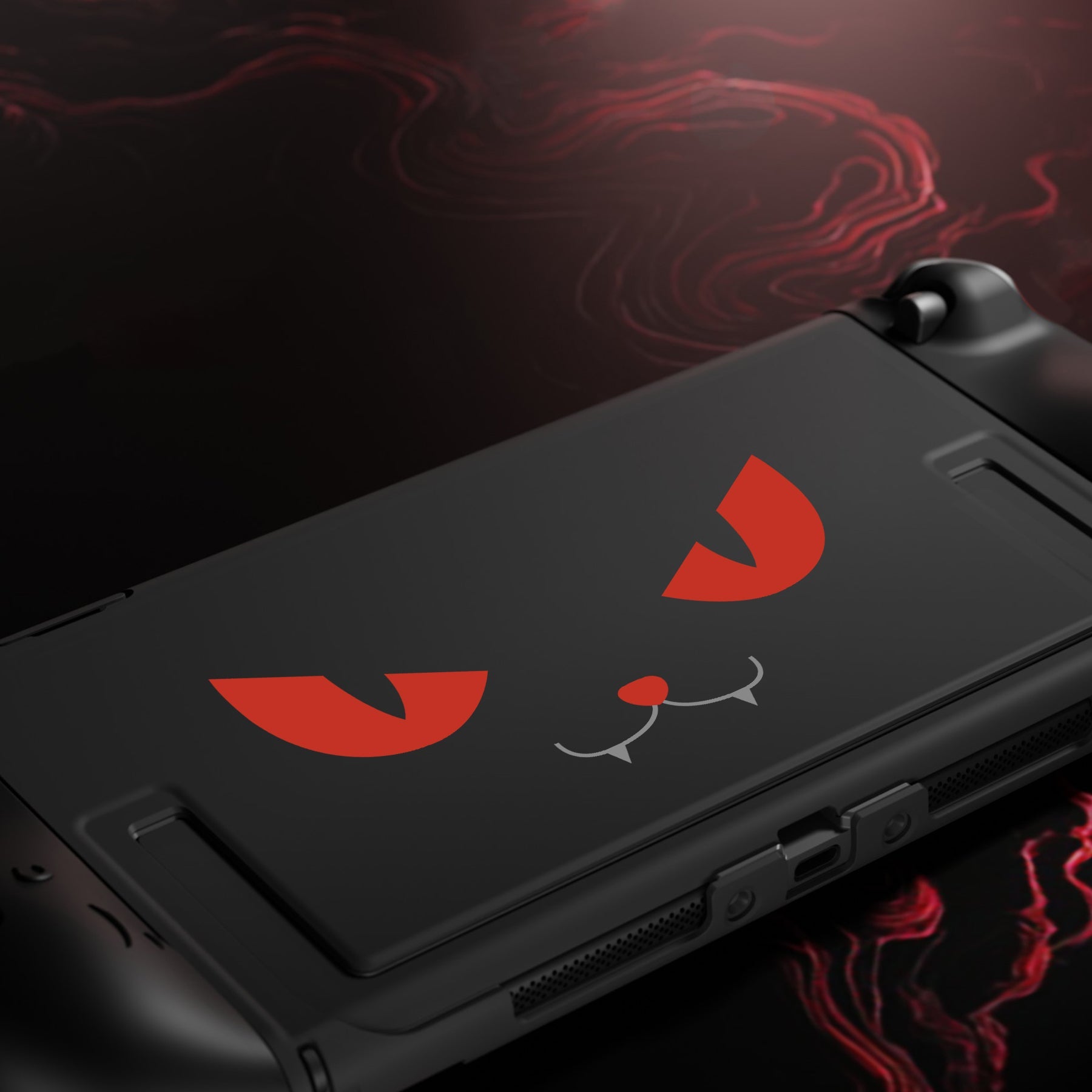 PlayVital Cute Demon Protective Shell for Nintendo Switch 2, Kawaii Anti-Slip Dockable Hard Case for Nintendo Switch 2 with Thumb Grips & Sticker - Black PlayVital