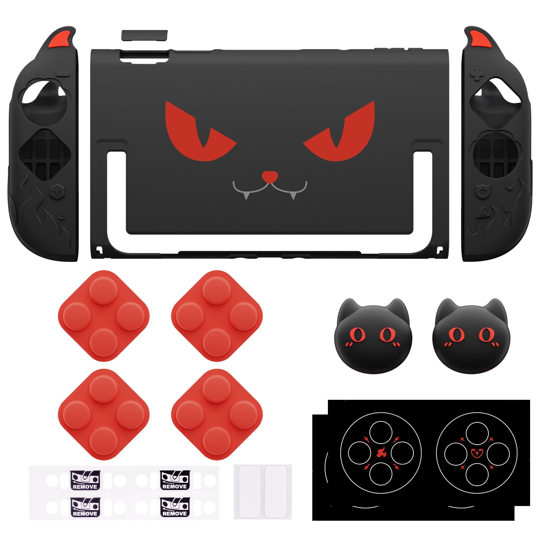 PlayVital Cute Demon Protective Shell for Nintendo Switch 2, Kawaii Anti-Slip Dockable Hard Case for Nintendo Switch 2 with Thumb Grips & Sticker - Black PlayVital