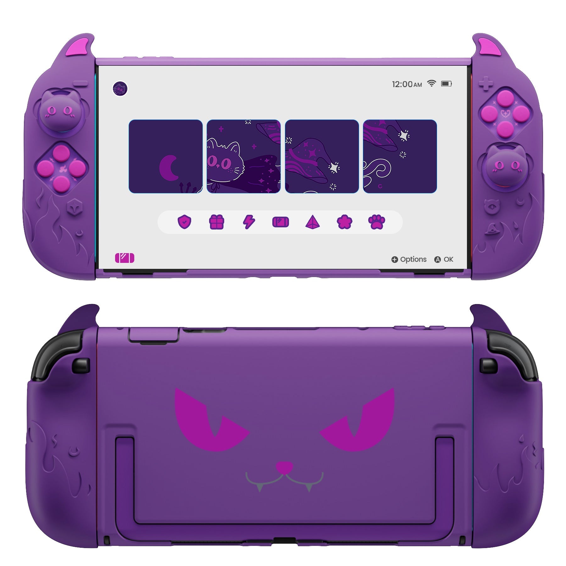 PlayVital Cute Demon Protective Shell for Nintendo Switch 2, Kawaii Anti-Slip Dockable Hard Case for Nintendo Switch 2 with Thumb Grips & Sticker - Purple PlayVital