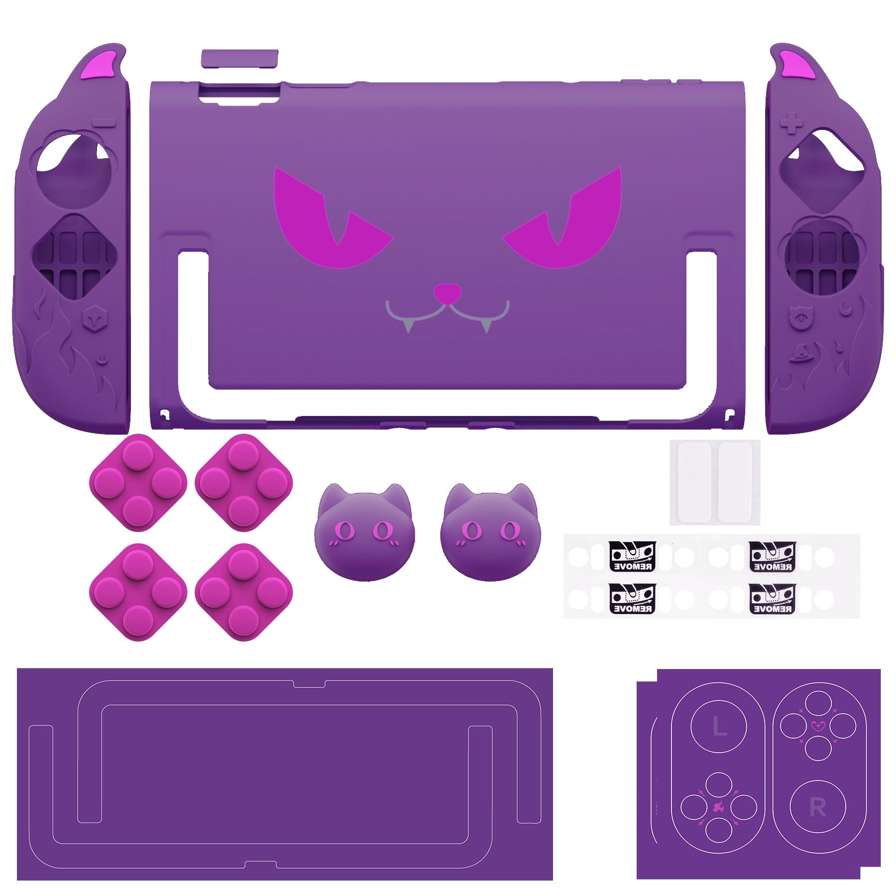 PlayVital Cute Demon Protective Shell for Nintendo Switch 2, Kawaii Anti-Slip Dockable Hard Case for Nintendo Switch 2 with Thumb Grips & Sticker - Purple PlayVital