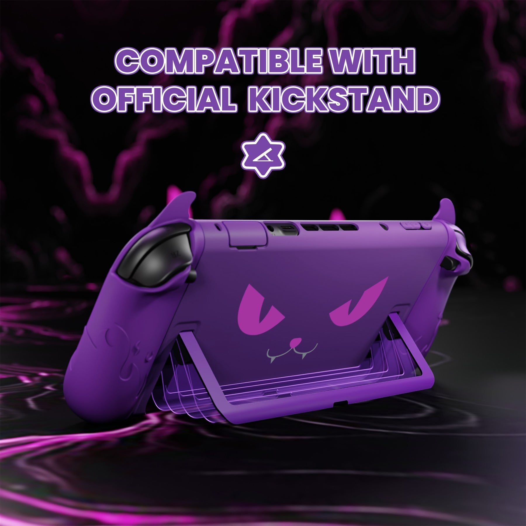 Nintendo Switch 本体 パープル/グレー PlayVital Cute Demon Protective Shell for Nintendo Switch 2, Kawaii An