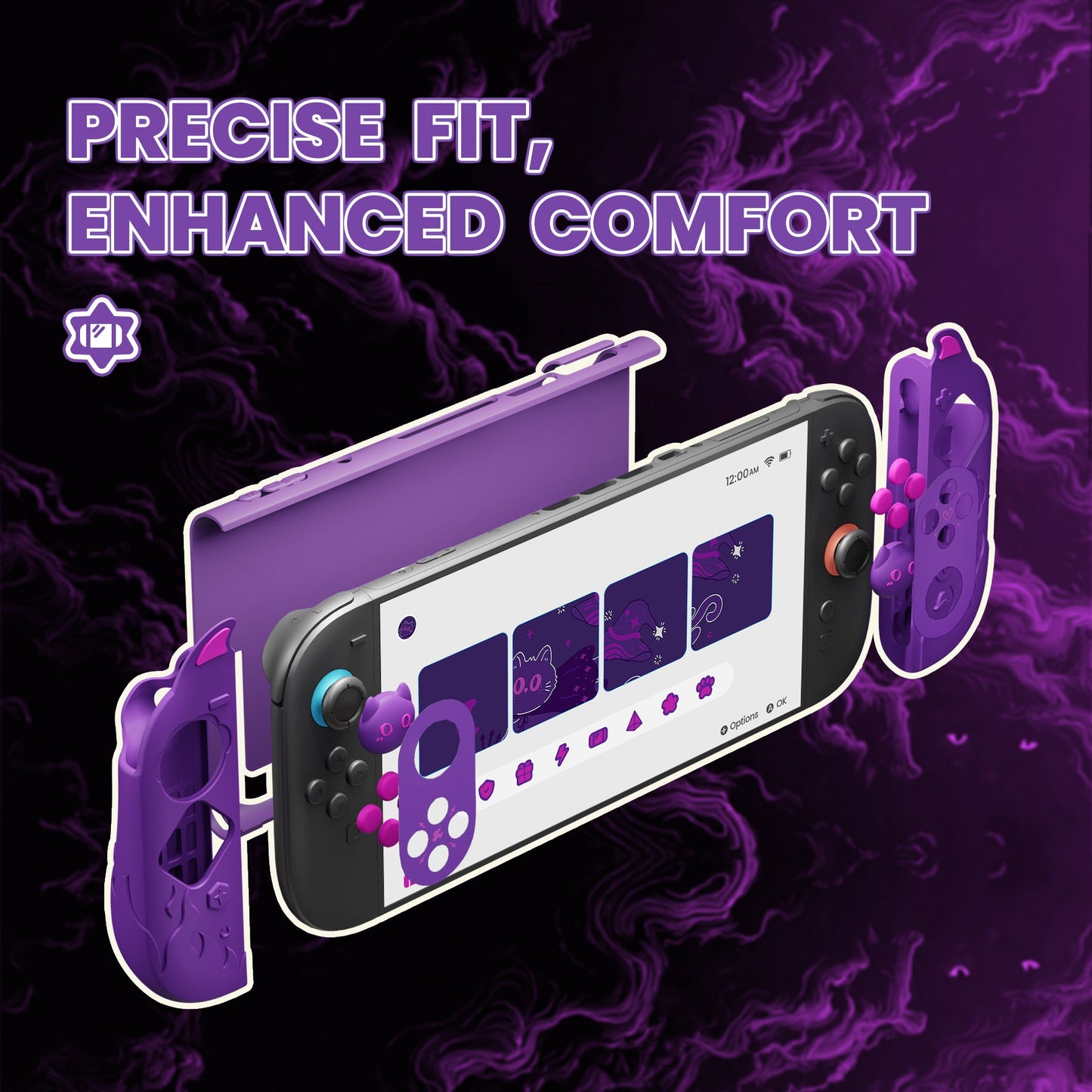 PlayVital Cute Demon Protective Shell for Nintendo Switch 2, Kawaii Anti-Slip Dockable Hard Case for Nintendo Switch 2 with Thumb Grips & Sticker - Purple PlayVital