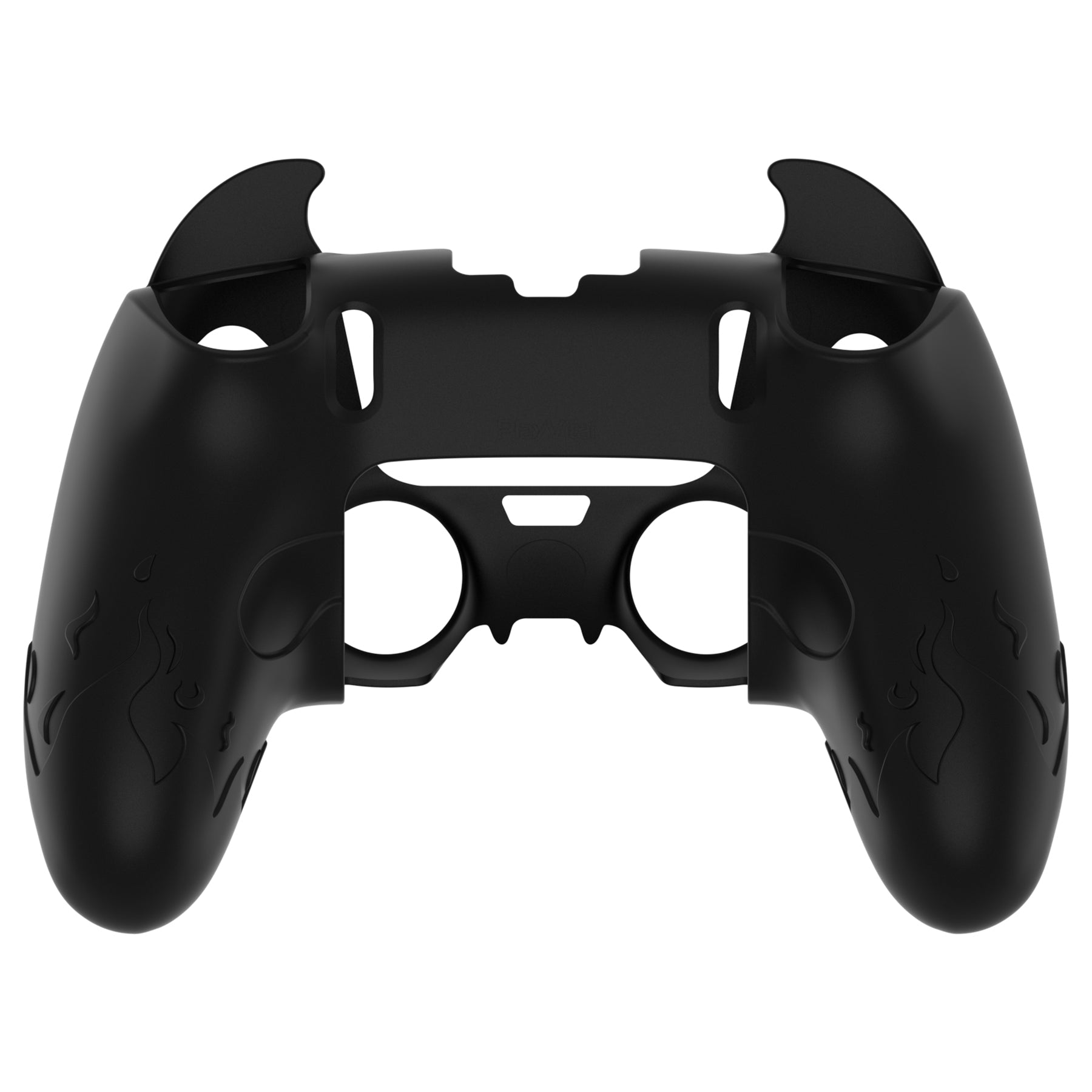 PlayVital Cute Demon Silicone Case with Touch Pad Sticker & Thumb Grip Caps for PS5 Edge Controller - Black PlayVital