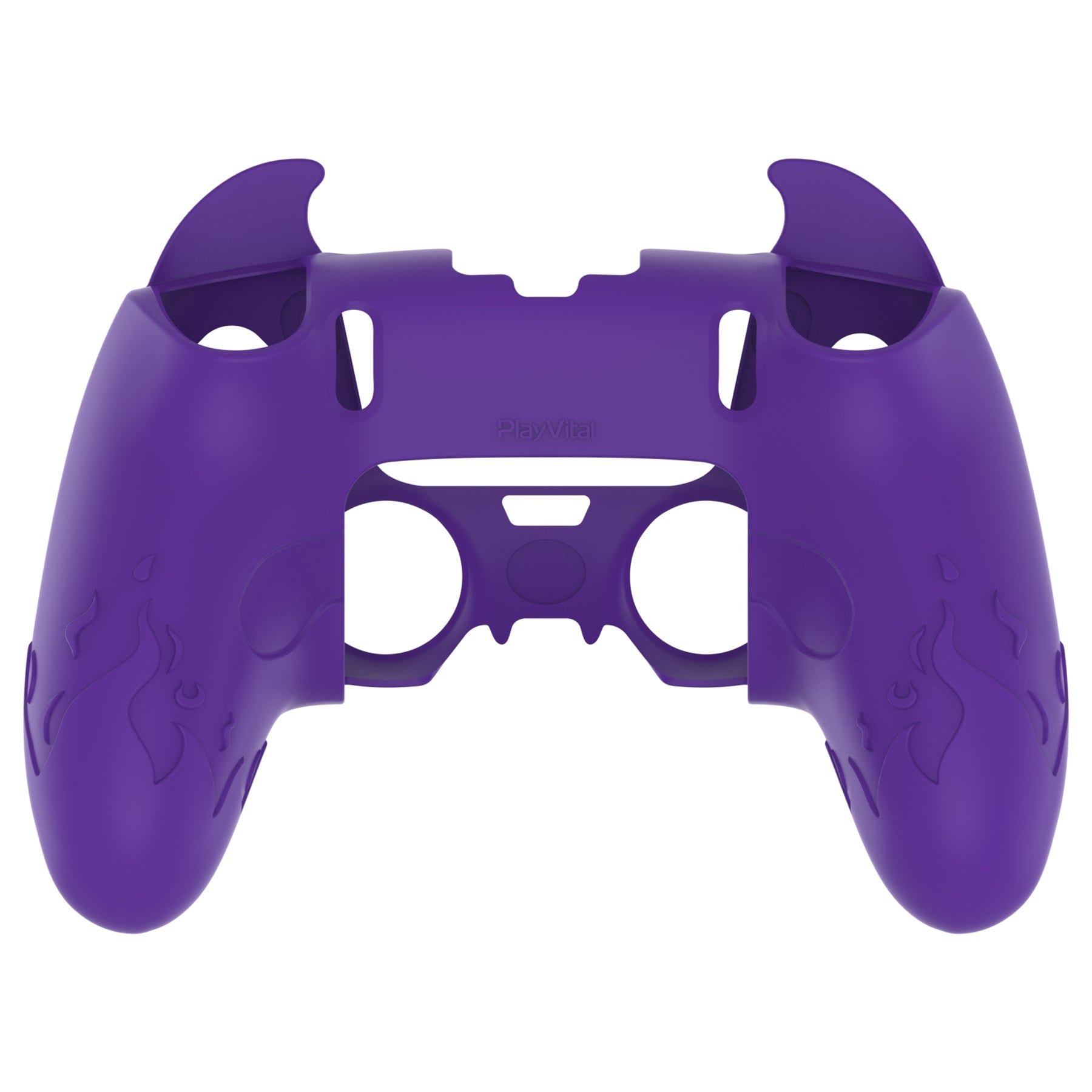 PlayVital Cute Demon Silicone Case with Touch Pad Sticker & Thumb Grip Caps for PS5 Edge Controller - Purple PlayVital