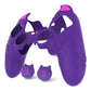 PlayVital Cute Demon Silicone Case with Touch Pad Sticker & Thumb Grip Caps for PS5 Edge Controller - Purple PlayVital