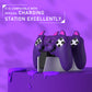 PlayVital Cute Demon Silicone Case with Touch Pad Sticker & Thumb Grip Caps for PS5 Edge Controller - Purple PlayVital