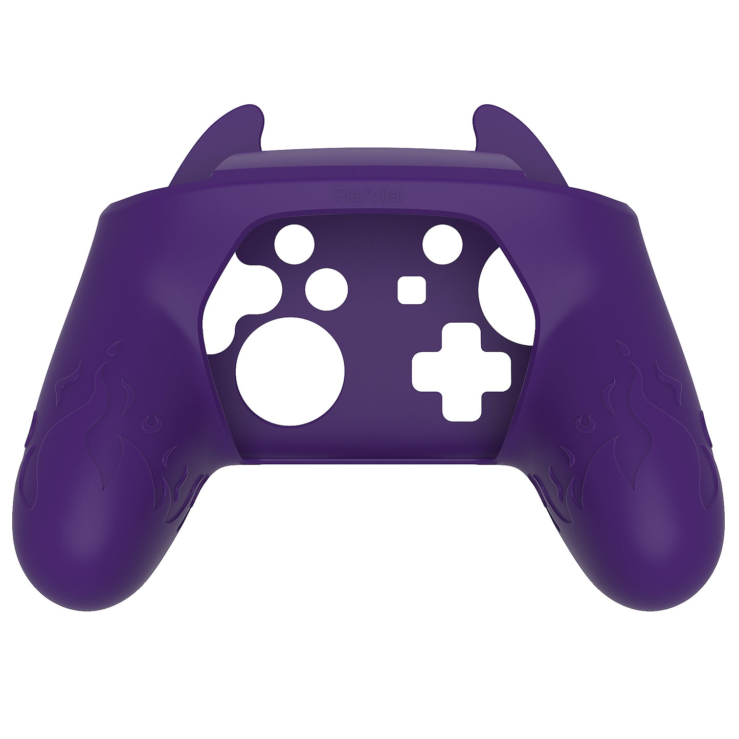 PlayVital Cute Demon Silicone Grip Cover with Thumb Grips and Stickers for Nintendo Switch Pro Controller - Purple PlayVital