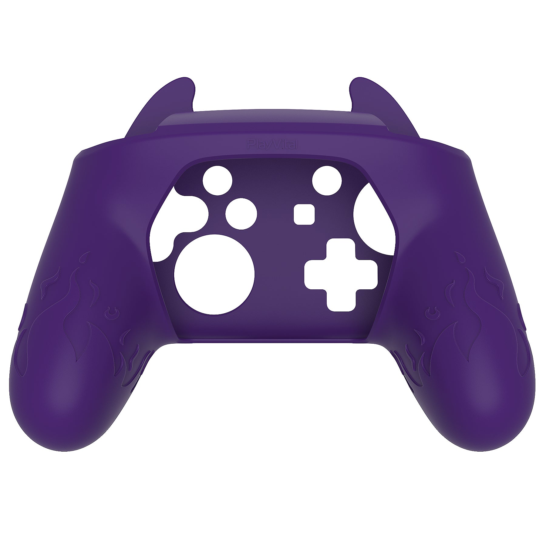 PlayVital Cute Demon Silicone Grip Cover with Thumb Grips and Stickers for Nintendo Switch Pro Controller - Purple PlayVital