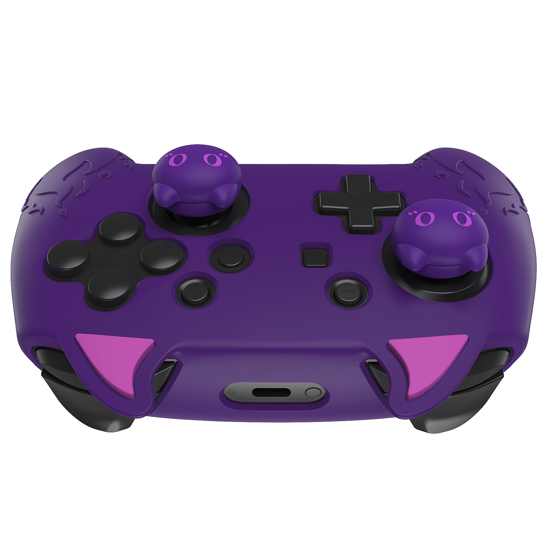 PlayVital Cute Demon Silicone Grip Cover with Thumb Grips and Stickers for Nintendo Switch Pro Controller - Purple PlayVital