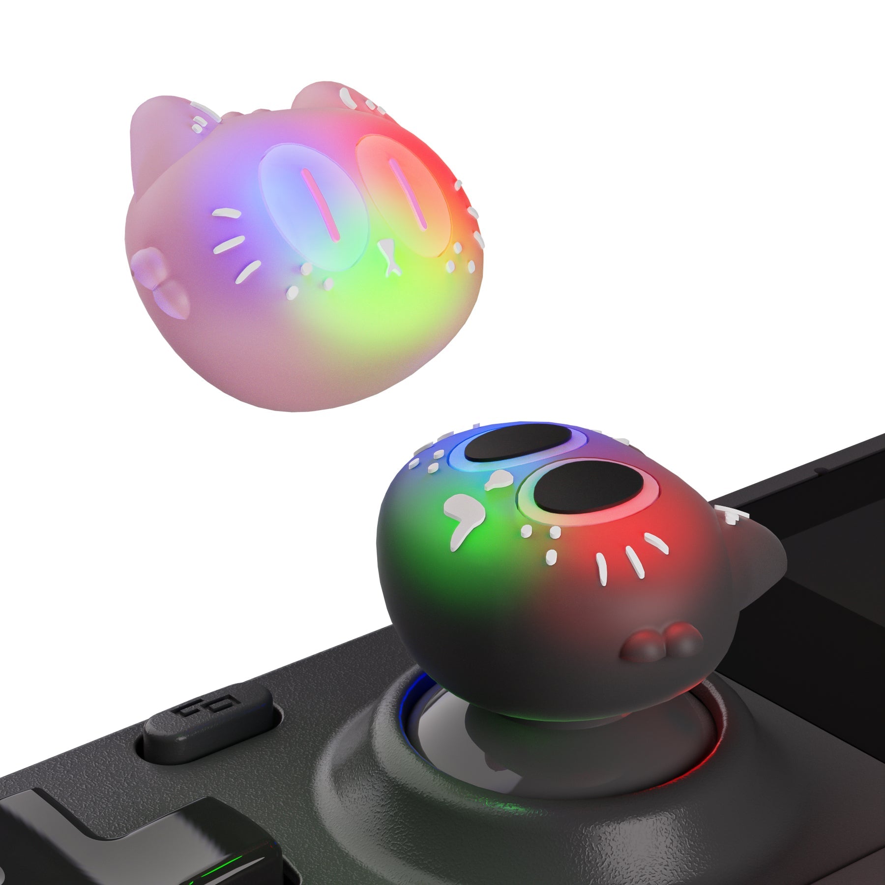 PlayVital Cute Illuminated LED Thumbstick Grips for Steam Deck OLED & LCD, Joystick Caps Thumb Grips for Steam Deck Accessories - Moonlight Cat PlayVital