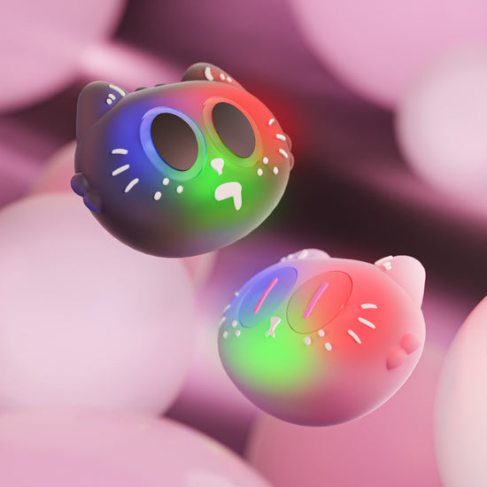 PlayVital Cute Illuminated LED Thumbstick Grips for Steam Deck OLED & LCD, Joystick Caps Thumb Grips for Steam Deck Accessories - Moonlight Cat PlayVital