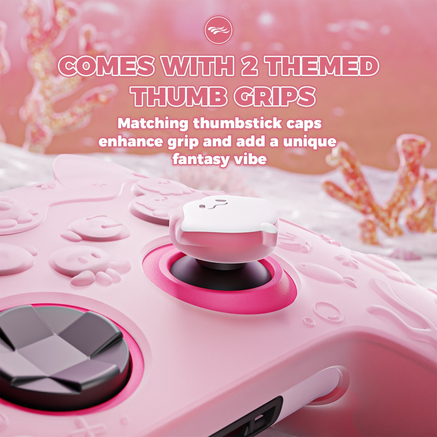 PlayVital Cute Ocean Whisper Series Silicone Cover for Xbox Series X/S Controller, Semi-Clear Silicone Skin Grip for Xbox Core Wireless Controller with Thumb Grip & Sticker - Peach Pink PlayVital