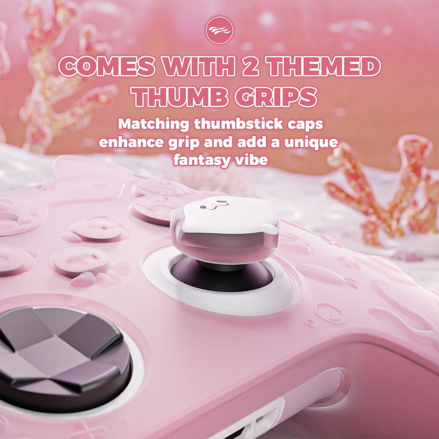 PlayVital Cute Ocean Whisper Series Silicone Cover for Xbox Series X/S Controller, Semi-Clear Silicone Skin Grip for Xbox Core Wireless Controller with Thumb Grip & Sticker - Peach Pink PlayVital