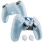PlayVital Cute Ocean Whisper Series with Thumb Grip & Sticker Semi-Clear Silicone Case for PS5 Controller, Charging Station Compatible - Mint Blue PlayVital