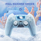 PlayVital Cute Ocean Whisper Series with Thumb Grip & Sticker Semi-Clear Silicone Case for PS5 Controller, Charging Station Compatible - Mint Blue PlayVital