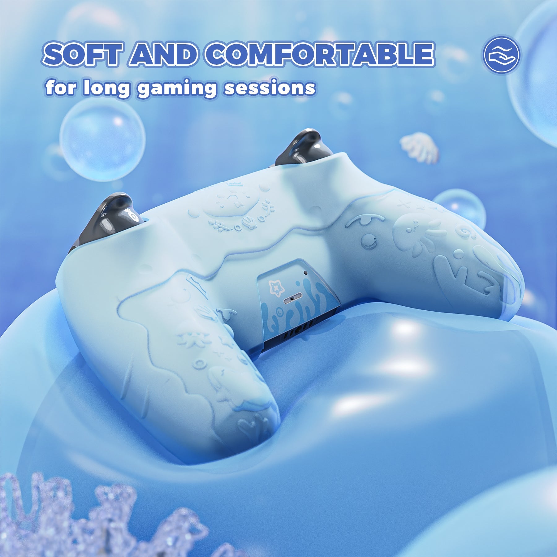 PlayVital Cute Ocean Whisper Series Silicone Cover with Thumb Grip & S