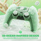 PlayVital Cute Ocean Whisper Series with Thumb Grip & Sticker Semi-Clear Silicone Case for PS5 Controller, Charging Station Compatible - Pastel Green PlayVital