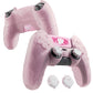 PlayVital Cute Ocean Whisper Series with Thumb Grip & Sticker Semi-Clear Silicone Case for PS5 Controller, Charging Station Compatible - Peach Pink PlayVital