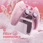 PlayVital Cute Ocean Whisper Series with Thumb Grip & Sticker Semi-Clear Silicone Case for PS5 Controller, Charging Station Compatible - Peach Pink PlayVital