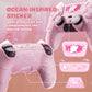 PlayVital Cute Ocean Whisper Series with Thumb Grip & Sticker Semi-Clear Silicone Case for PS5 Controller, Charging Station Compatible - Peach Pink PlayVital