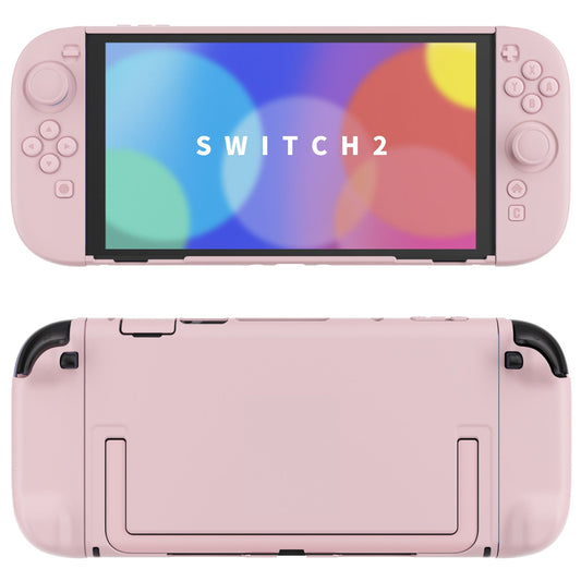 PlayVital Cute Solid-Color Dockable Hard Protective Case for Nintendo Switch 2 with Thumb Grip & Sticker & Button Caps - Cherry Blossoms Pink PlayVital