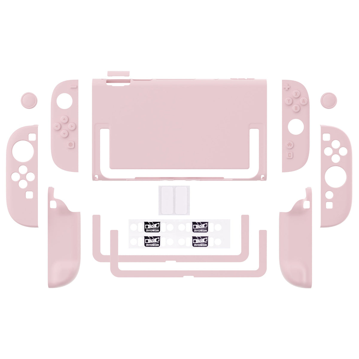 PlayVital Cute Solid-Color Dockable Hard Protective Case for Nintendo Switch 2 with Thumb Grip & Sticker & Button Caps - Cherry Blossoms Pink PlayVital
