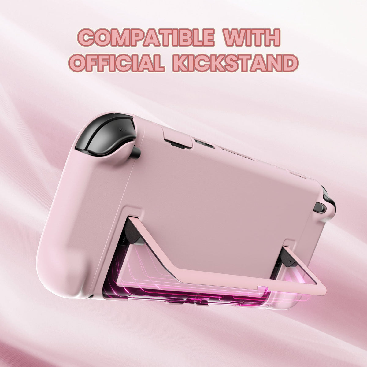 PlayVital Cute Solid-Color Dockable Hard Protective Case for Nintendo Switch 2 with Thumb Grip & Sticker & Button Caps - Cherry Blossoms Pink PlayVital