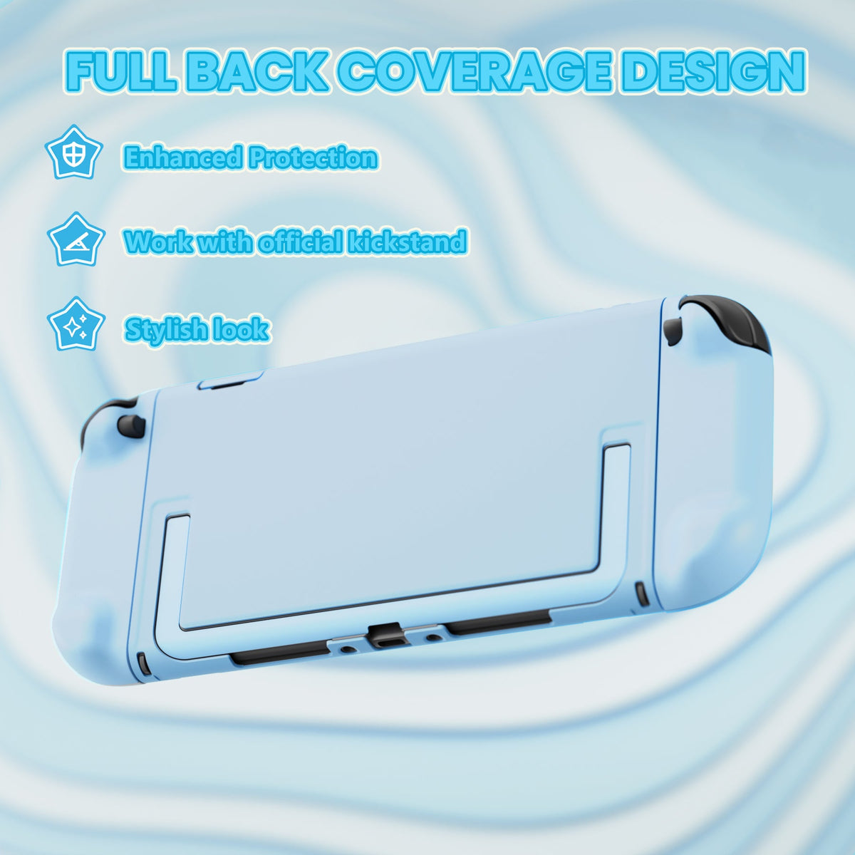 PlayVital Cute Solid-Color Dockable Hard Protective Case for Nintendo Switch 2 with Thumb Grip & Sticker & Button Caps - Heaven Blue PlayVital