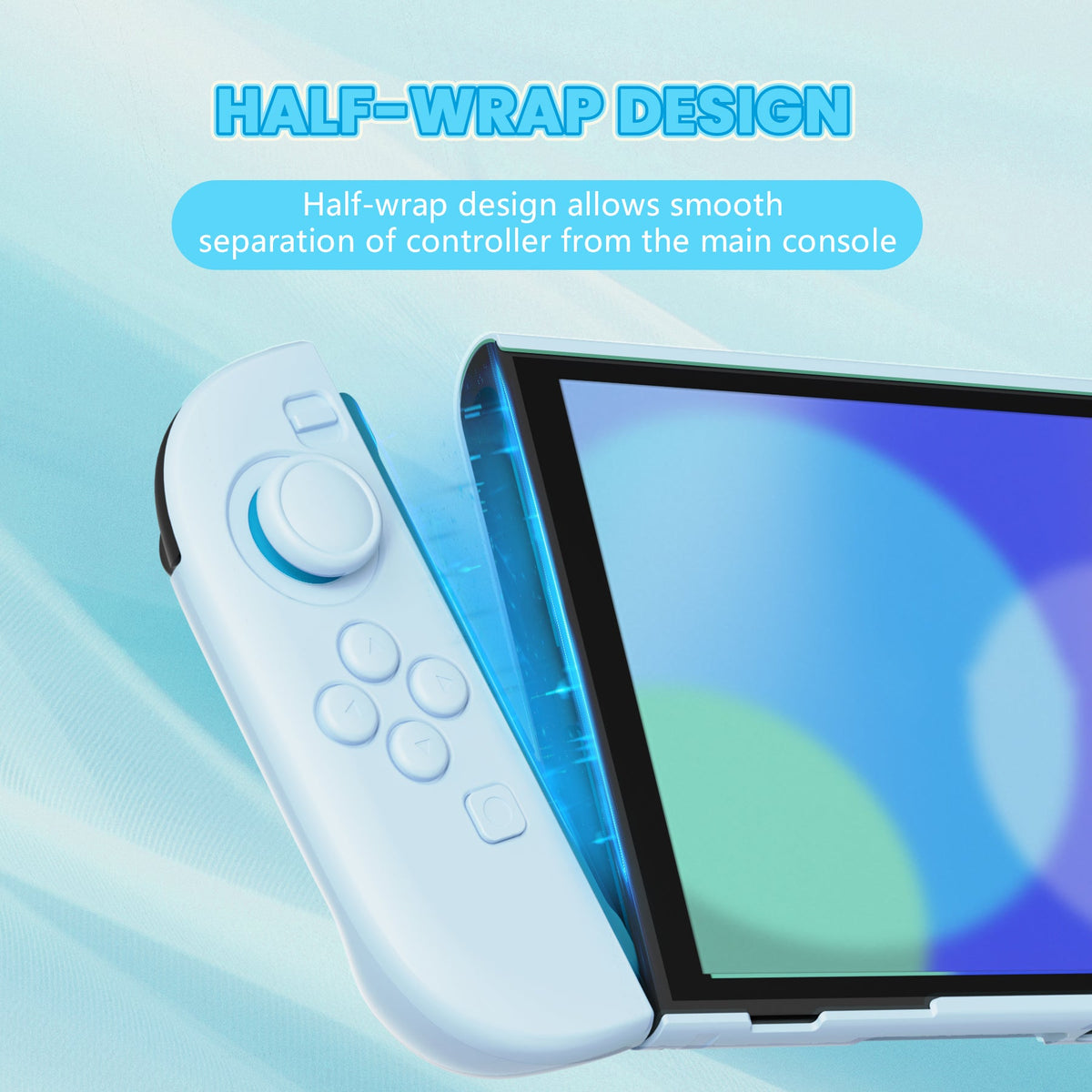 PlayVital Cute Solid-Color Dockable Hard Protective Case for Nintendo Switch 2 with Thumb Grip & Sticker & Button Caps - Heaven Blue PlayVital