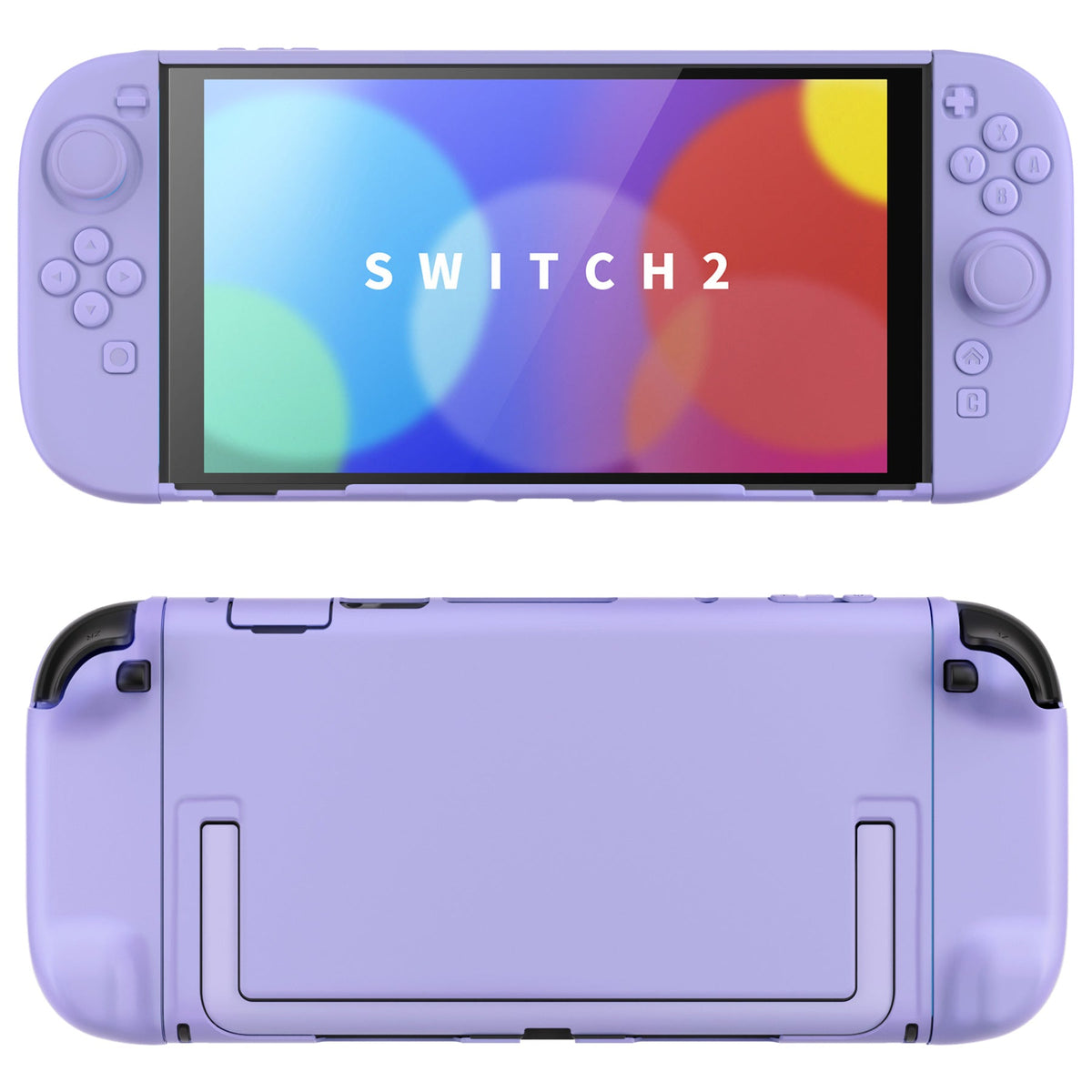 PlayVital Cute Solid-Color Dockable Hard Protective Case for Nintendo Switch 2 with Thumb Grip & Sticker & Button Caps - Light Violet PlayVital