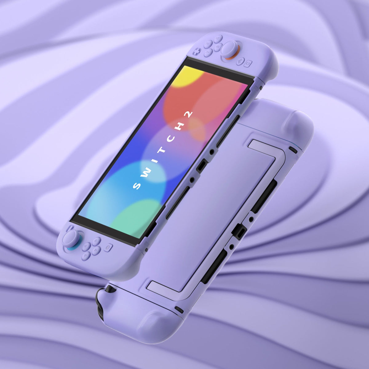 PlayVital Cute Solid-Color Dockable Hard Protective Case for Nintendo Switch 2 with Thumb Grip & Sticker & Button Caps - Light Violet PlayVital