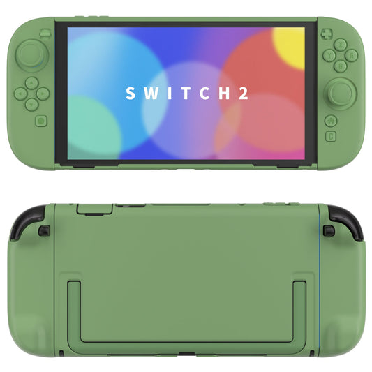 PlayVital Cute Solid-Color Dockable Hard Protective Case for Nintendo Switch 2 with Thumb Grip & Sticker & Button Caps - Matcha Green PlayVital