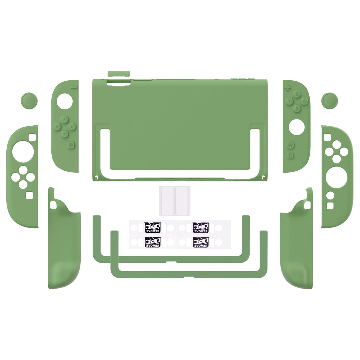PlayVital Cute Solid-Color Dockable Hard Protective Case for Nintendo Switch 2 with Thumb Grip & Sticker & Button Caps - Matcha Green PlayVital