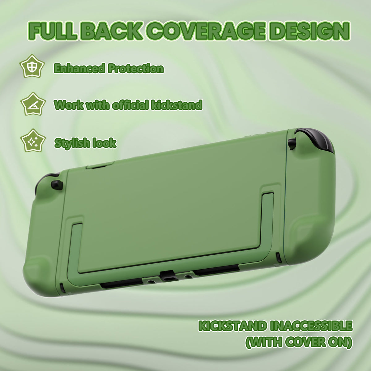PlayVital Cute Solid-Color Dockable Hard Protective Case for Nintendo Switch 2 with Thumb Grip & Sticker & Button Caps - Matcha Green PlayVital