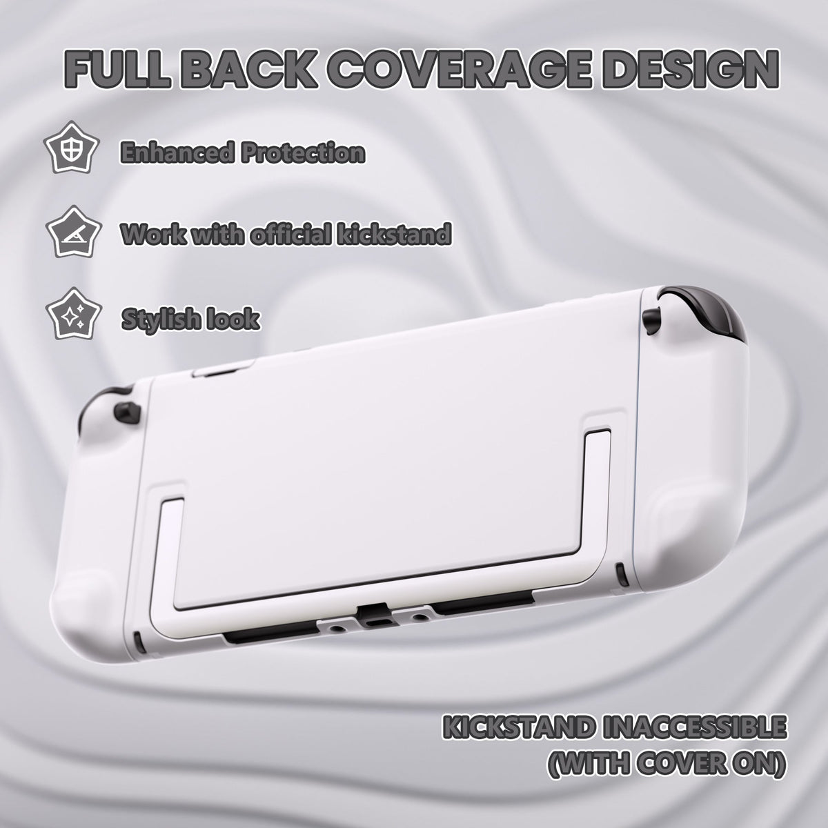 PlayVital Cute Solid-Color Dockable Hard Protective Case for Nintendo Switch 2 with Thumb Grip & Sticker & Button Caps - White PlayVital