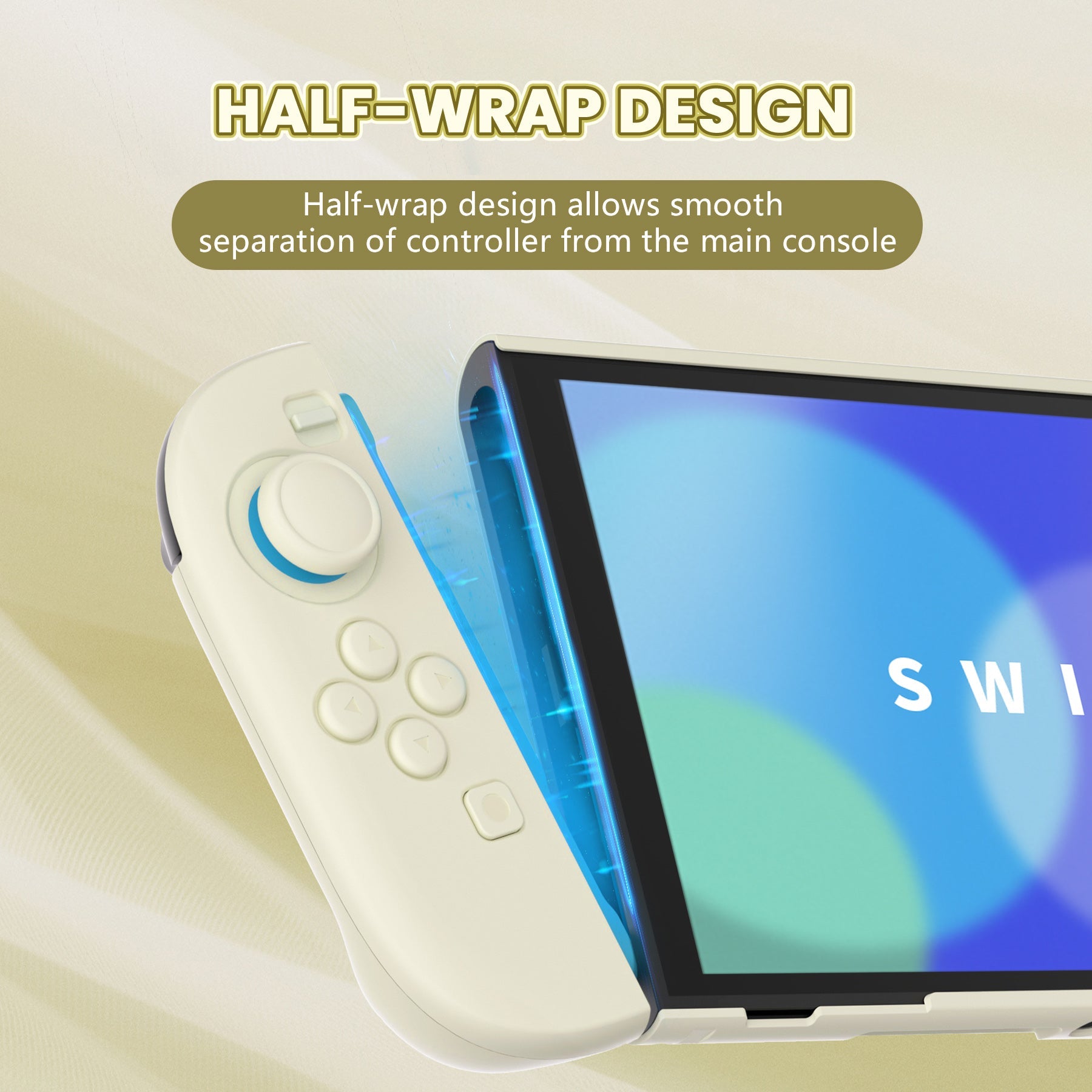 PlayVital Cute Solid-color Dockable Hard Protective Case for Nintendo Switch 2 with Thumb Grip & Sticker & Button Caps - Antique Yellow PlayVital