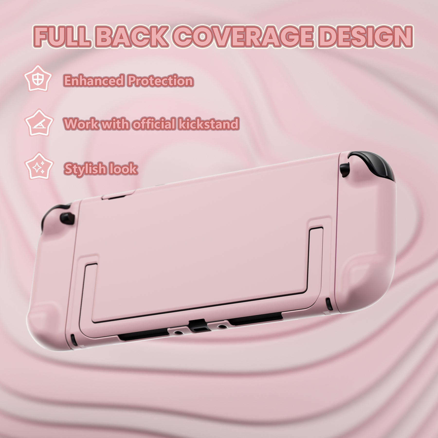 PlayVital Cute Solid-color Dockable Hard Protective Case for Nintendo Switch 2 with Thumb Grip & Sticker & Button Caps - Cherry Blossoms Pink PlayVital