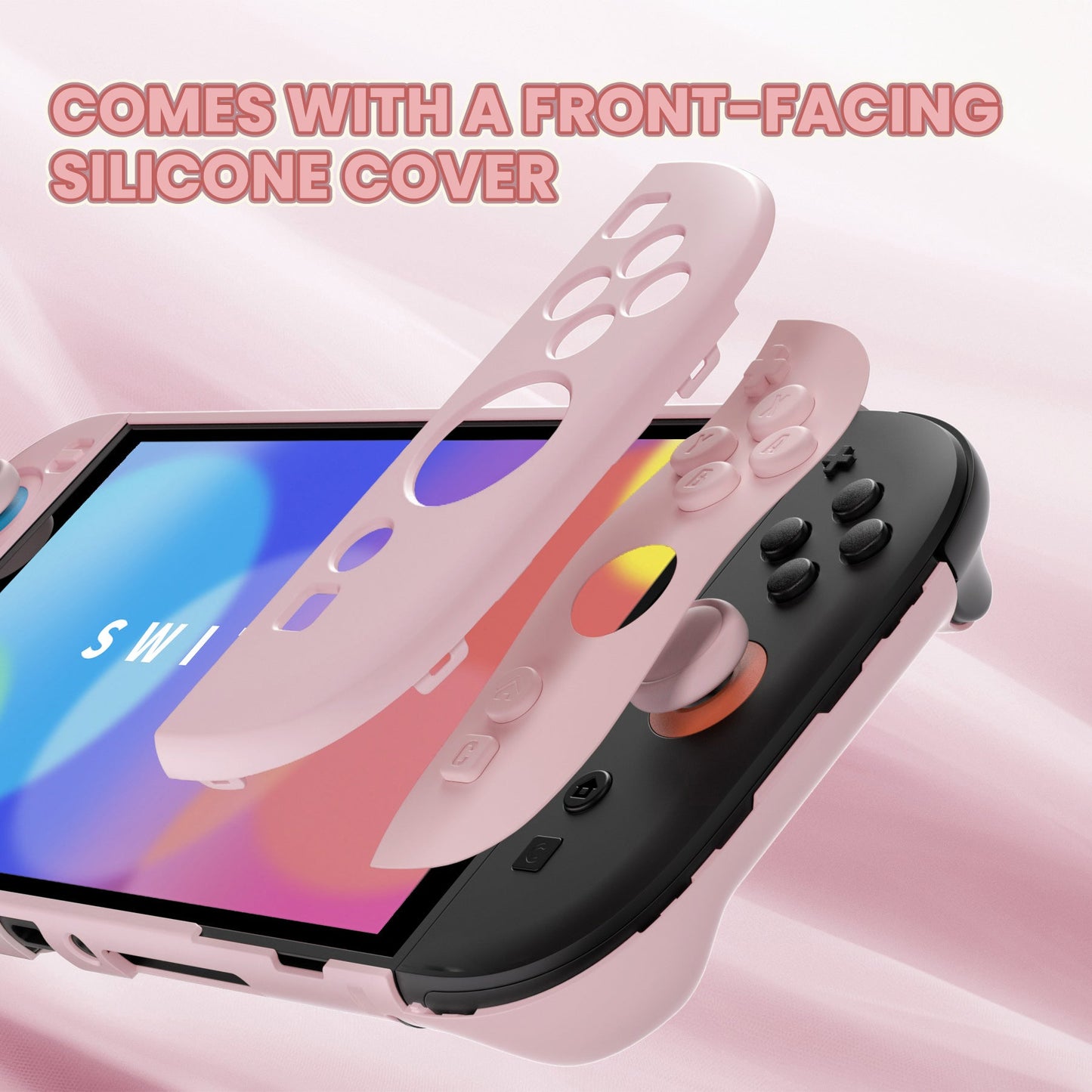 PlayVital Cute Solid-color Dockable Hard Protective Case for Nintendo Switch 2 with Thumb Grip & Sticker & Button Caps - Cherry Blossoms Pink PlayVital