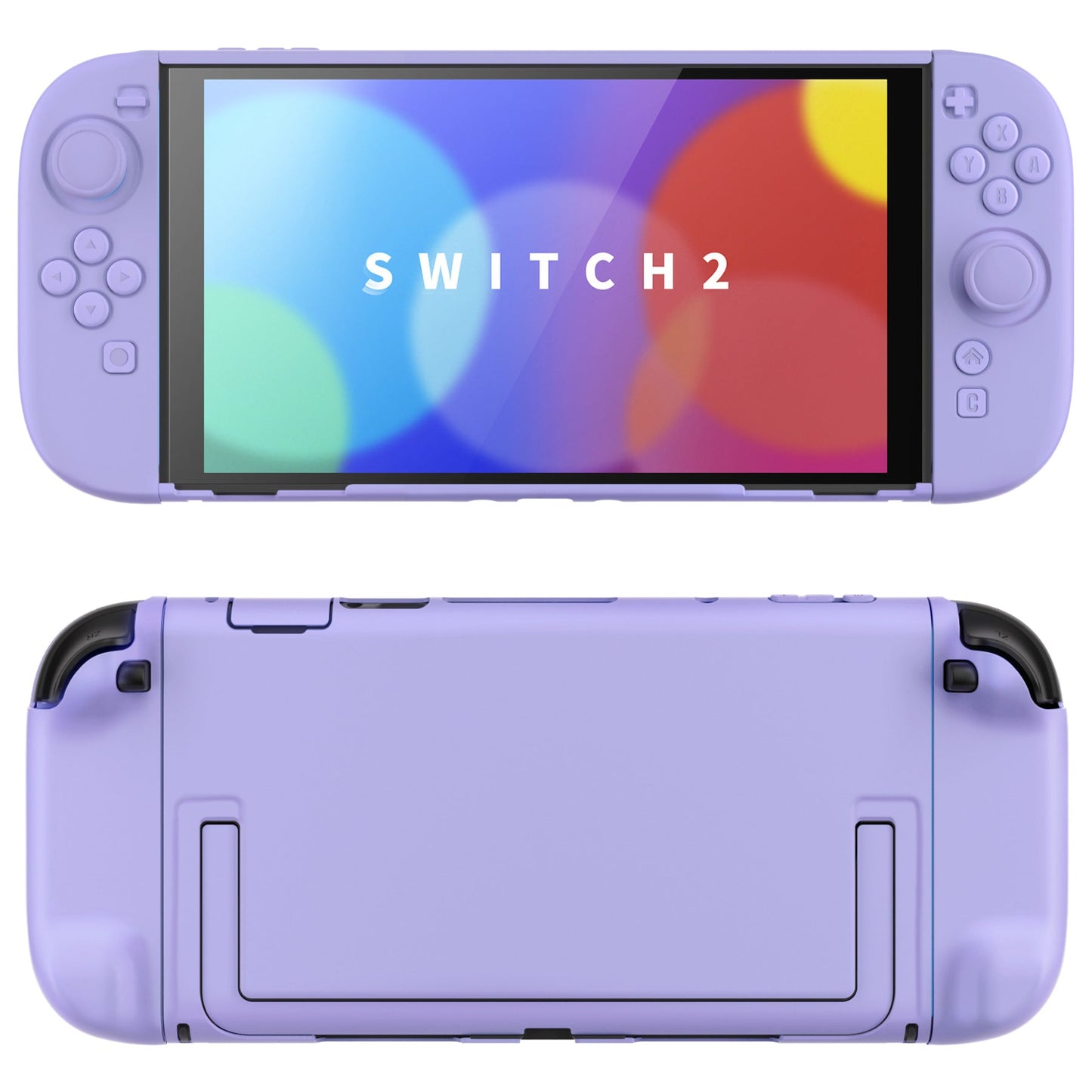 PlayVital Cute Solid-color Dockable Hard Protective Case for Nintendo Switch 2 with Thumb Grip & Sticker & Button Caps - Light Violet PlayVital