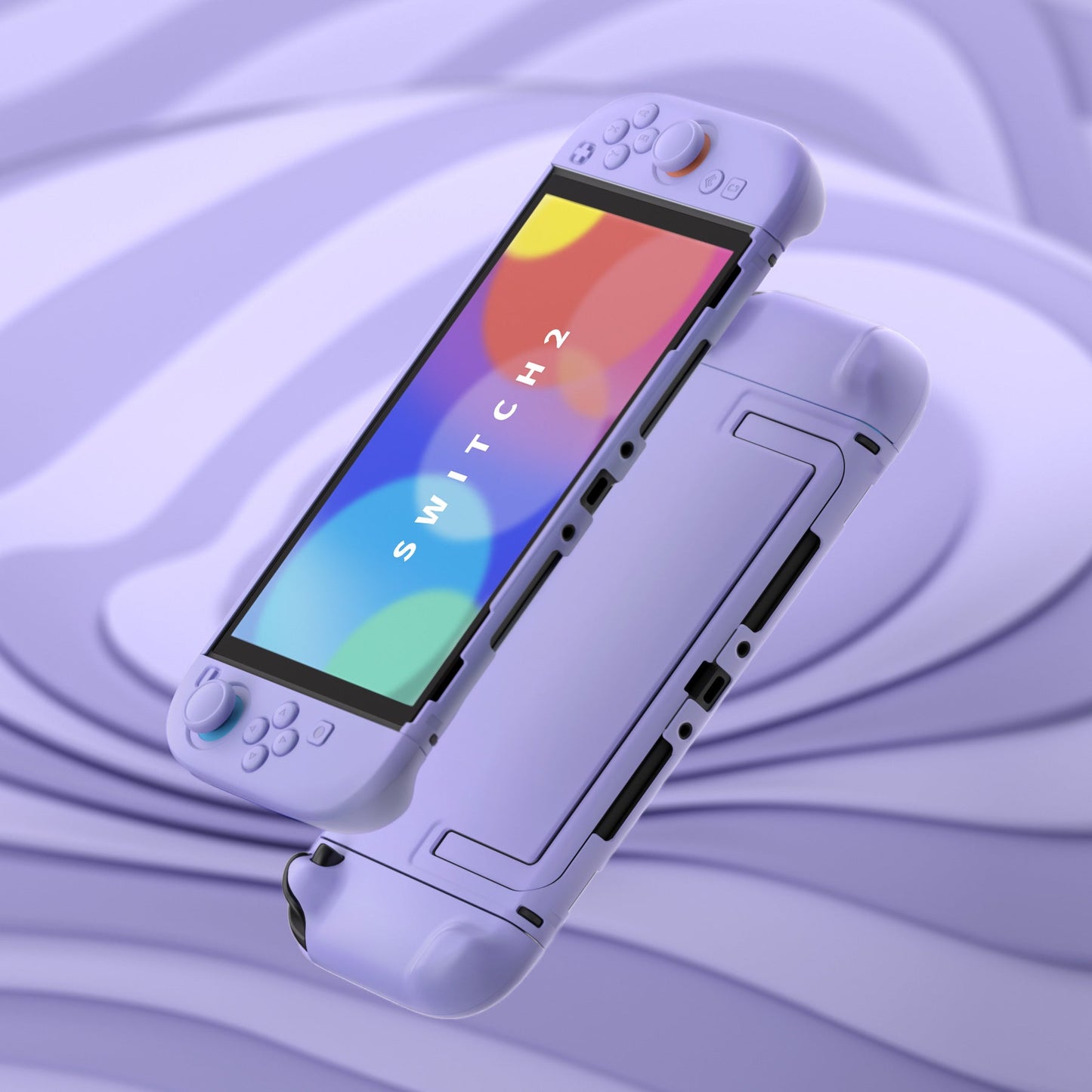 PlayVital Cute Solid-color Dockable Hard Protective Case for Nintendo Switch 2 with Thumb Grip & Sticker & Button Caps - Light Violet PlayVital