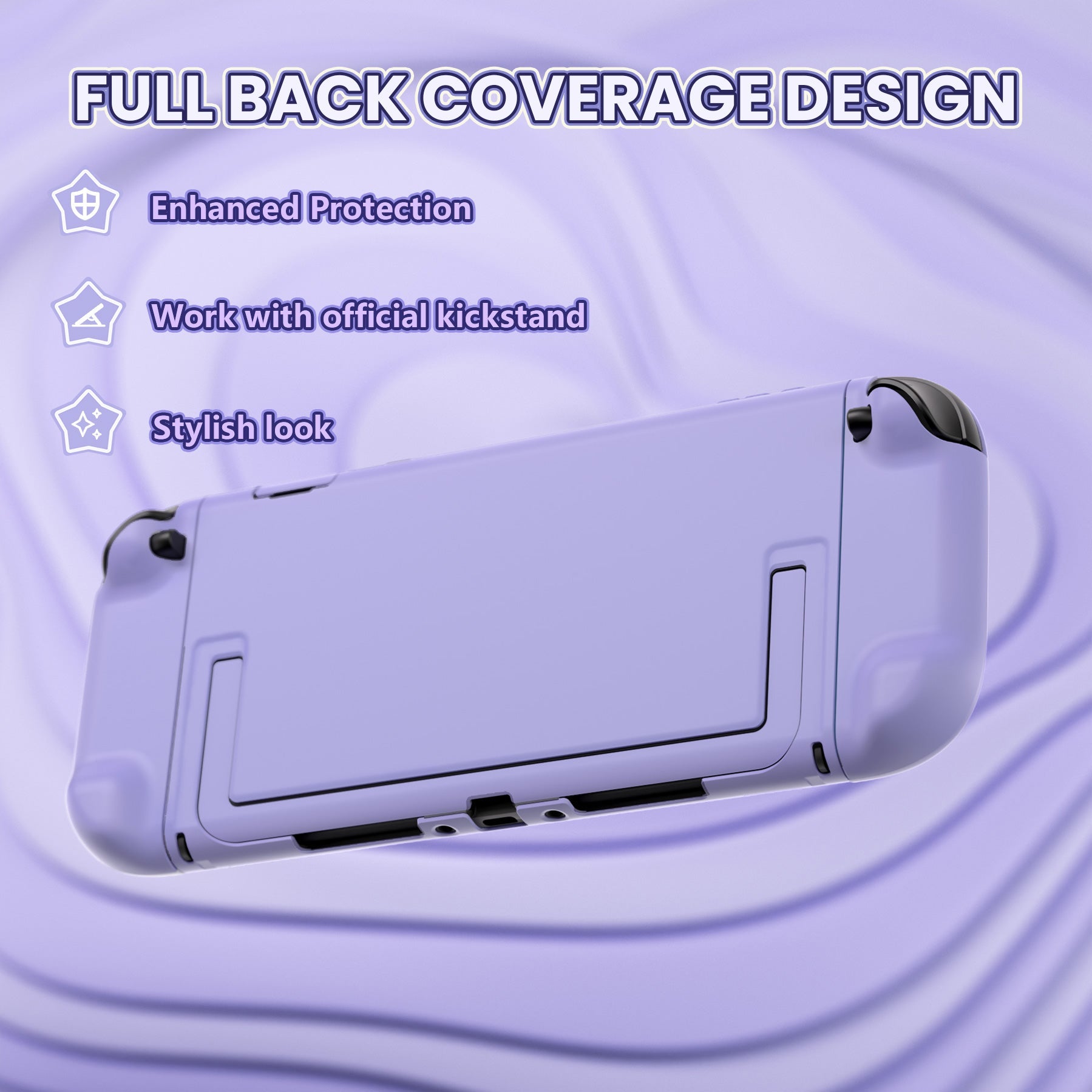PlayVital Cute Solid-color Dockable Hard Protective Case for Nintendo Switch 2 with Thumb Grip & Sticker & Button Caps - Light Violet PlayVital