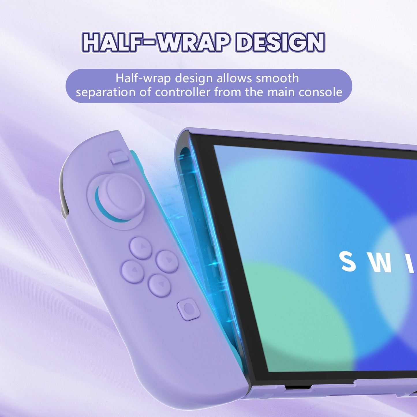 PlayVital Cute Solid-color Dockable Hard Protective Case for Nintendo Switch 2 with Thumb Grip & Sticker & Button Caps - Light Violet PlayVital
