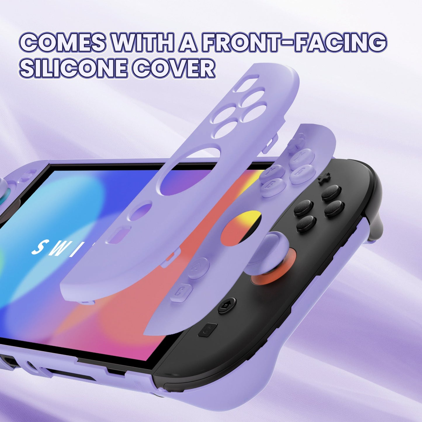 PlayVital Cute Solid-color Dockable Hard Protective Case for Nintendo Switch 2 with Thumb Grip & Sticker & Button Caps - Light Violet PlayVital