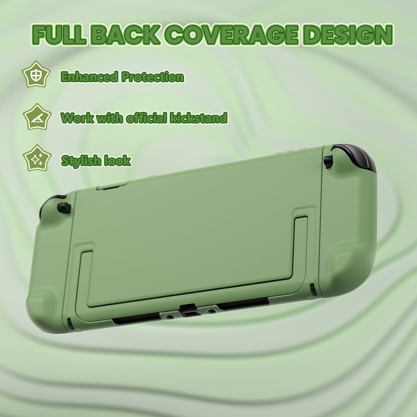 PlayVital Cute Solid-color Dockable Hard Protective Case for Nintendo Switch 2 with Thumb Grip & Sticker & Button Caps - Matcha Green PlayVital