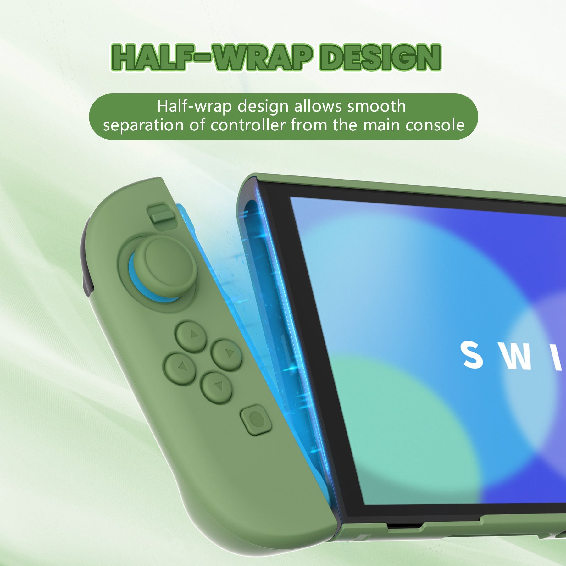 PlayVital Cute Solid-color Dockable Hard Protective Case for Nintendo Switch 2 with Thumb Grip & Sticker & Button Caps - Matcha Green PlayVital