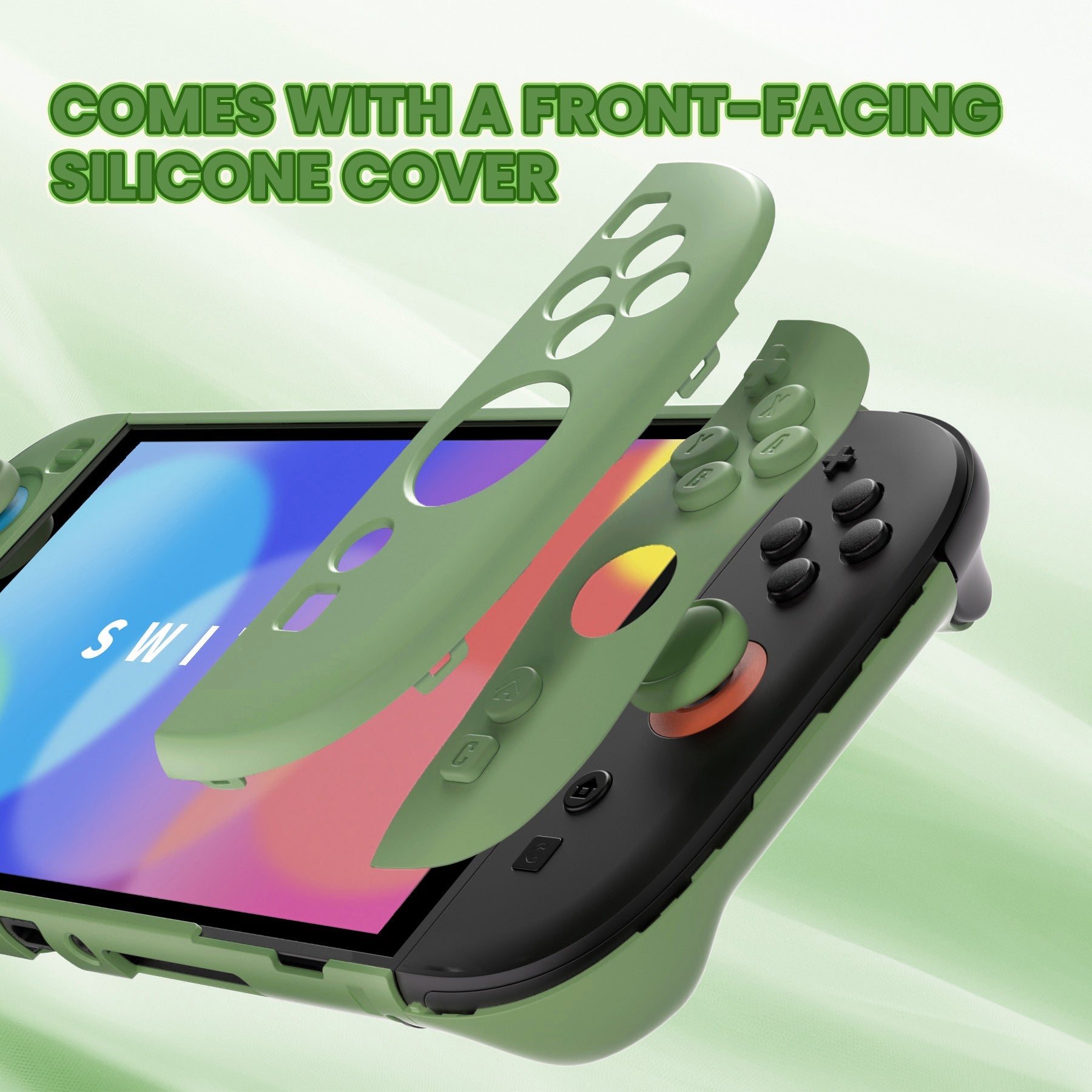 PlayVital Cute Solid-color Dockable Hard Protective Case for Nintendo Switch 2 with Thumb Grip & Sticker & Button Caps - Matcha Green PlayVital